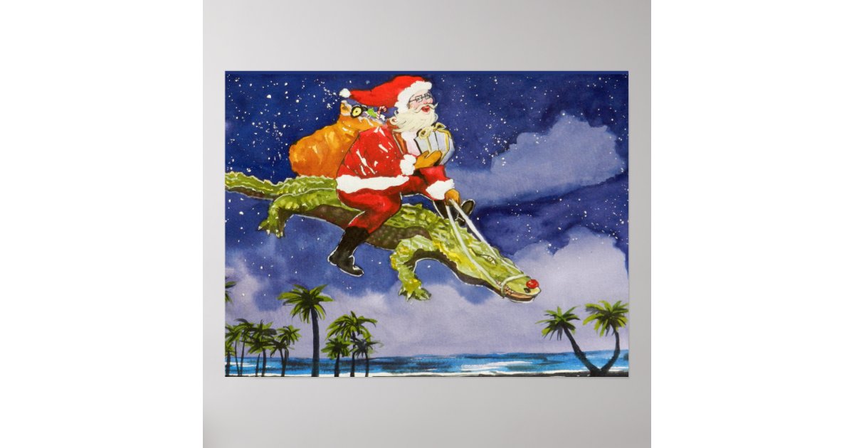 Santa and Alligator Poster | Zazzle