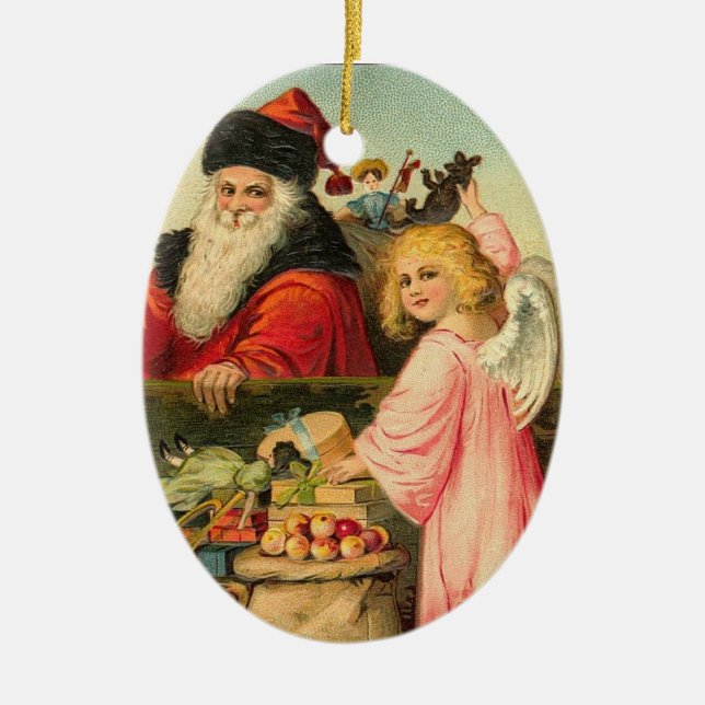 Santa and Angel Christmas Ornament (Front)
