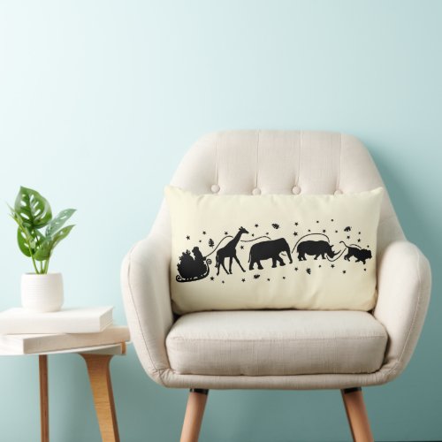 Santa and Animals Lumbar Pillow