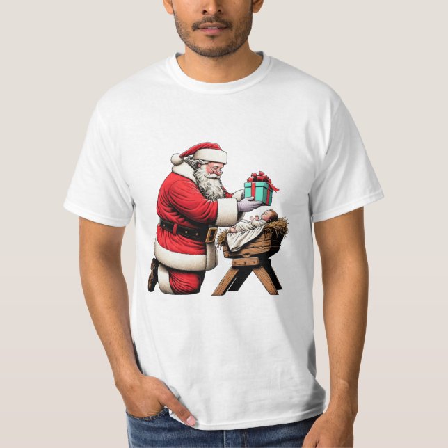 Santa and Baby Jesus T-Shirt (Front)