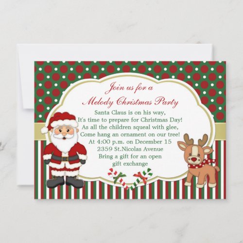 Santa and candycanes Christmas Party Invitation