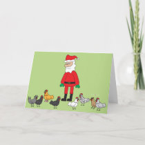 Santa and Chickens Holiday Card
