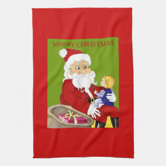 Santa and Child Christmas Holidays Kitchen Towel