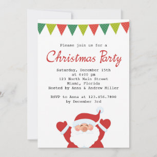 Santa and Christmas Bunting Holiday Party Invite