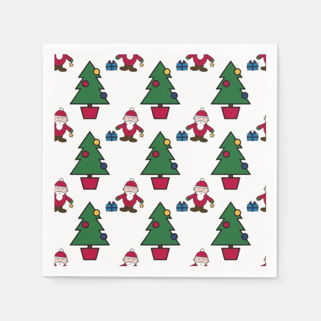 Santa And Christmas Tree Napkins (Front)
