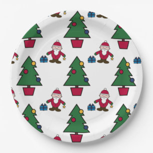 Santa And Christmas Tree paper Plates
