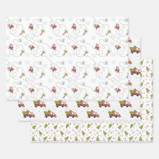 Santa and Christmas Tree Wrapping Paper Sheets