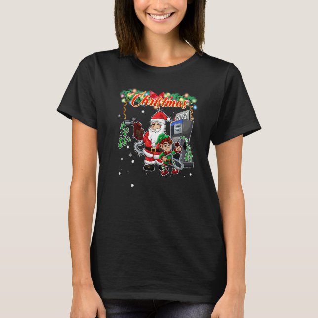 Santa and Cute Elf Christmas DIY Costume T-Shirt (Front)