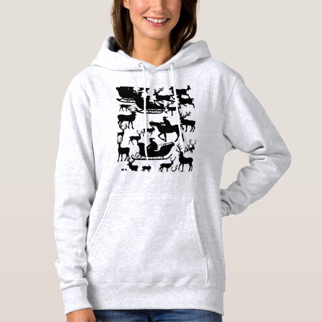 Santa and deer chrismas sweat-shirt for ladies  hoodie (Front)