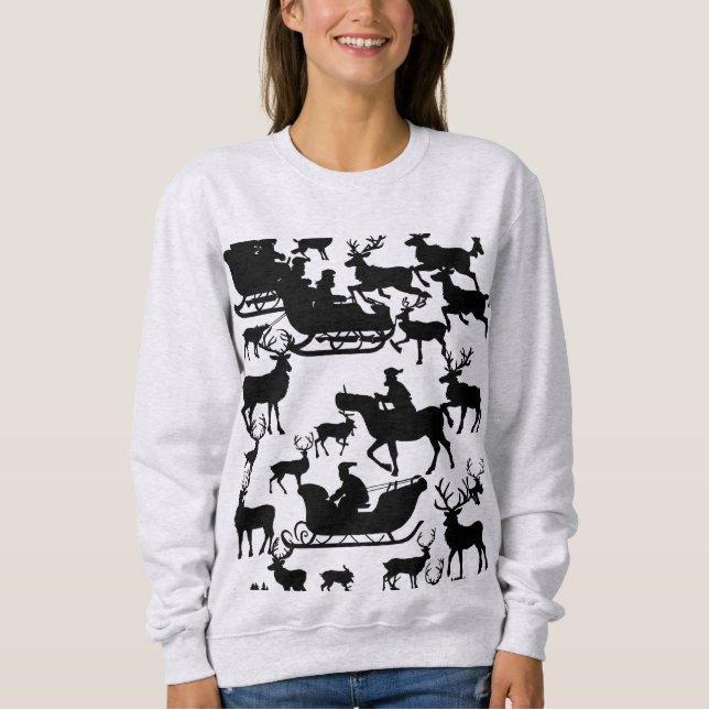 Santa and deer chrismas sweat-shirt for ladies  sweatshirt (Front)