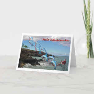 Santa and Dolphins Mele Kalikimaka Card