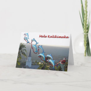 Santa and Dolphins Mele Kalikimaka Card