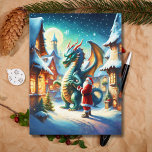 Santa And Dragon In North Pole At Christmas ai Holiday Postcard<br><div class="desc">This ai artwork is of a Dragon with Santa visiting one of the toy shops in the North Pole during Christmas.</div>