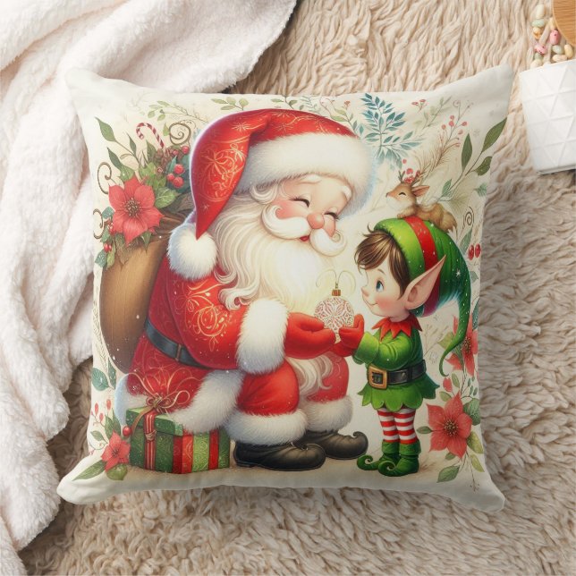 Santa And Elf 1  Throw Pillow (Blanket)