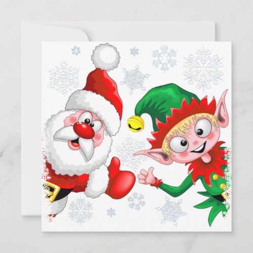 Santa and Elf Christmas Characters Thumbs Up 