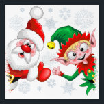 Santa and Elf Christmas Characters Thumbs Up  Acrylic Print<br><div class="desc">Cute and Happy Santa and Elf Happy Christmas Cartoon Characters with Thumbs up,  celebrating Holidays. Original Vector Illustration Copyright BluedarkArt TheChameleonArt.</div>