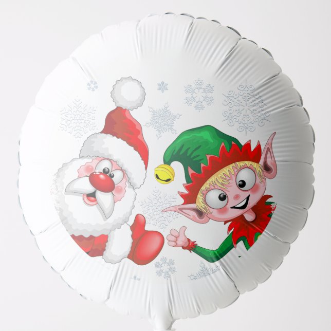 Santa and Elf Christmas Characters Thumbs Up  Balloon (Front)
