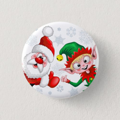Santa and Elf Christmas Characters Thumbs Up  Button