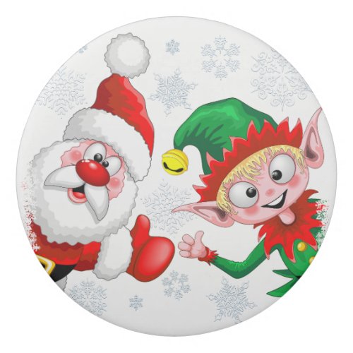 Santa and Elf Christmas Characters Thumbs Up  Eraser