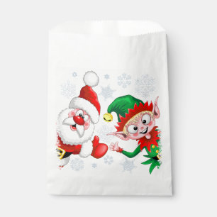 Santa and Elf Christmas Characters Thumbs Up   Favor Bag
