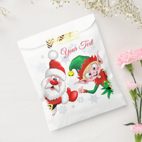 Santa and Elf Christmas Characters Thumbs Up  Favor Bag