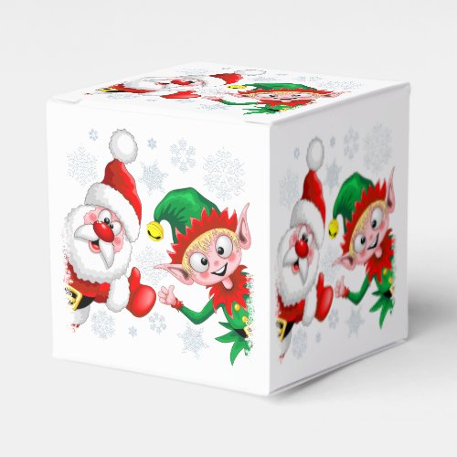 Santa and Elf Christmas Characters Thumbs Up  Favor Boxes