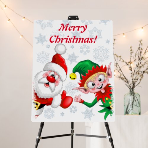 Santa and Elf Christmas Characters Thumbs Up  Foam Board