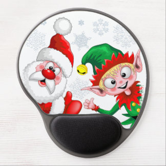 Santa and Elf Christmas Characters Thumbs Up  Gel Mouse Pad