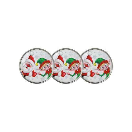 Santa and Elf Christmas Characters Thumbs Up  Golf Ball Marker