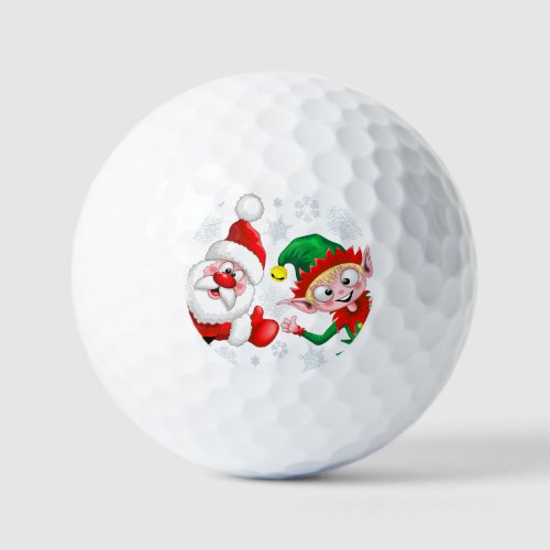 Santa and Elf Christmas Characters Thumbs Up  Golf Balls