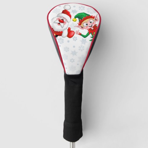 Santa and Elf Christmas Characters Thumbs Up  Golf Head Cover