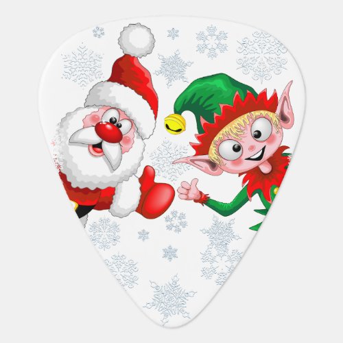 Santa and Elf Christmas Characters Thumbs Up  Guitar Pick