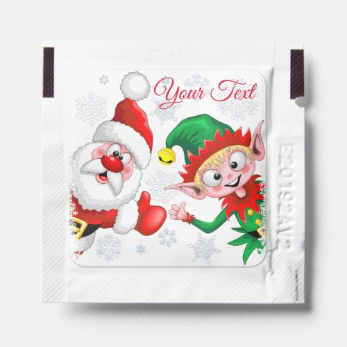 Santa and Elf Christmas Characters Thumbs Up  Hand Sanitizer Packet