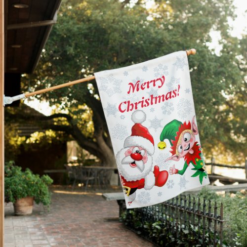 Santa and Elf Christmas Characters Thumbs Up  House Flag