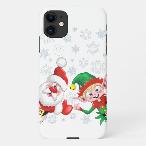 Santa and Elf Christmas Characters Thumbs Up  iPhone 11 Case