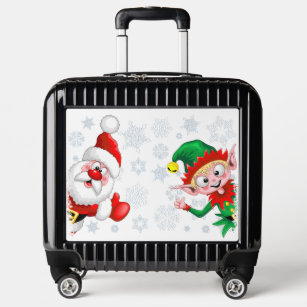 Santa and Elf Christmas Characters Thumbs Up  Luggage