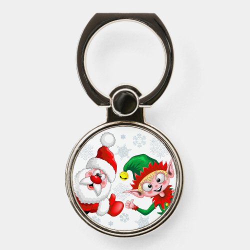 Santa and Elf Christmas Characters Thumbs Up  Phone Ring Stand