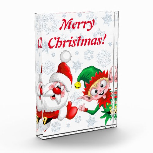 Santa and Elf Christmas Characters Thumbs Up  Photo Block