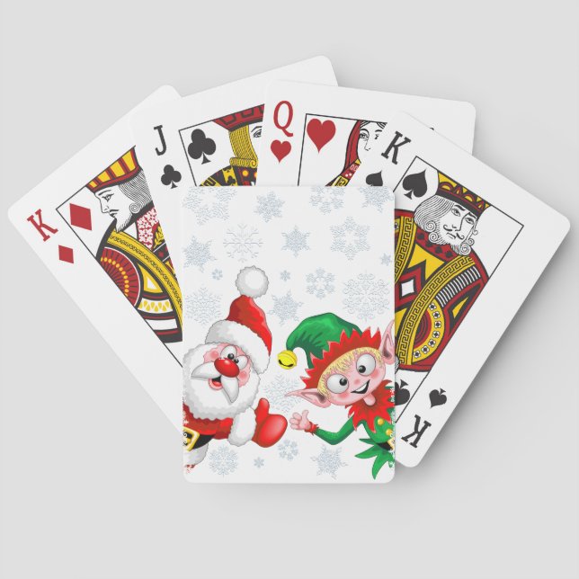Santa and Elf Christmas Characters Thumbs Up   Poker Cards (Back)