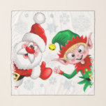Santa and Elf Christmas Characters Thumbs Up  Scarf<br><div class="desc">Cute and Happy Santa and Elf Happy Christmas Cartoon Characters with Thumbs up,  celebrating Holidays. Original Vector Illustration Copyright BluedarkArt TheChameleonArt.</div>