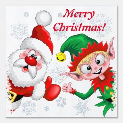 Santa and Elf Christmas Characters Thumbs Up  Sign