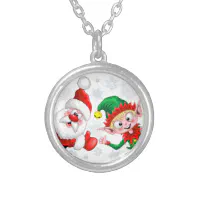 Elf Hat Necklace Engrave Pendant Sterling Silver Gold & 