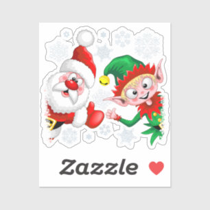 Santa and Elf Christmas Characters Thumbs Up  Sticker