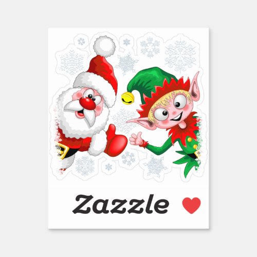 Santa and Elf Christmas Characters Thumbs Up  Sticker