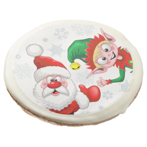 Santa and Elf Christmas Characters Thumbs Up  Sugar Cookie
