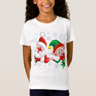 Santa and Elf Christmas Characters Thumbs Up  T-Shirt