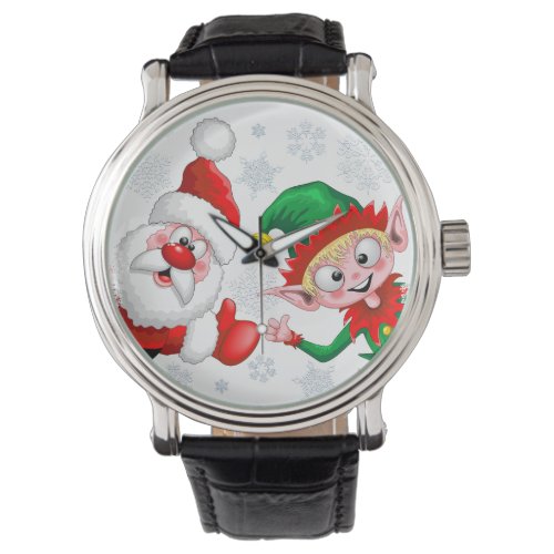 Santa and Elf Christmas Characters Thumbs Up  Watch