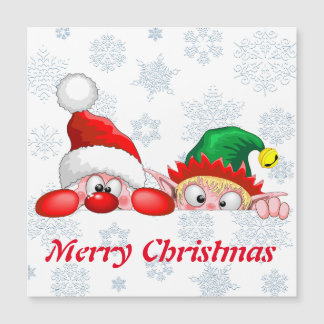 Santa and Elf Cute and funny Characters Peeking