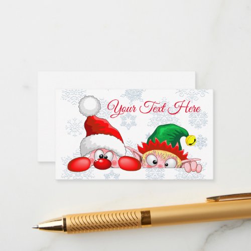 Santa and Elf Cute and funny Characters Peeking   Advice Card