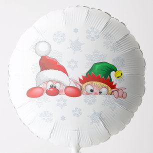Santa and Elf Cute and funny Characters Peeking    Balloon